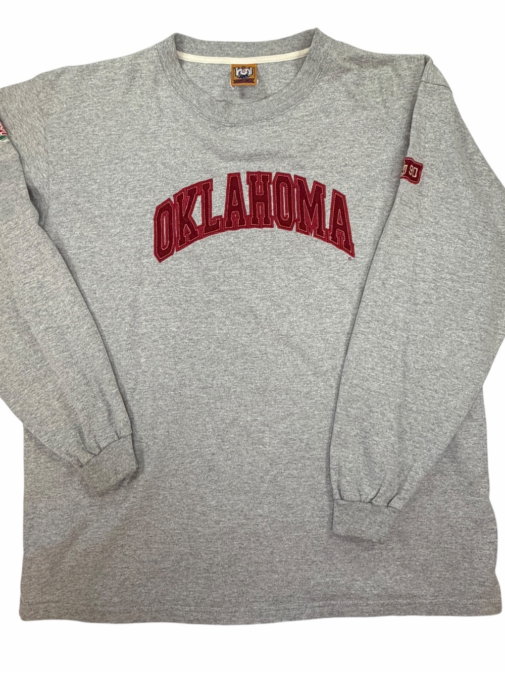 Vintage Oklahoma Gray Long Sleeve Crewneck Shirt